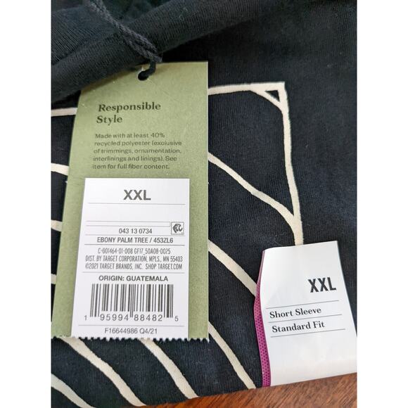 Goodfellow Tshirt XXL Black Casual Mens Palm Tree Tropical Standard Fit Crewneck - Picture 3 of 11